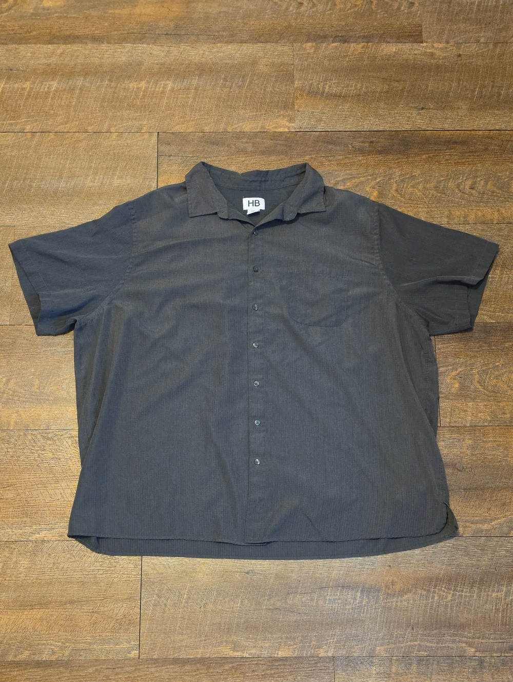 HB Men's Charcoal Gray Short Sleeve Button Down Shirt Size 3XL
